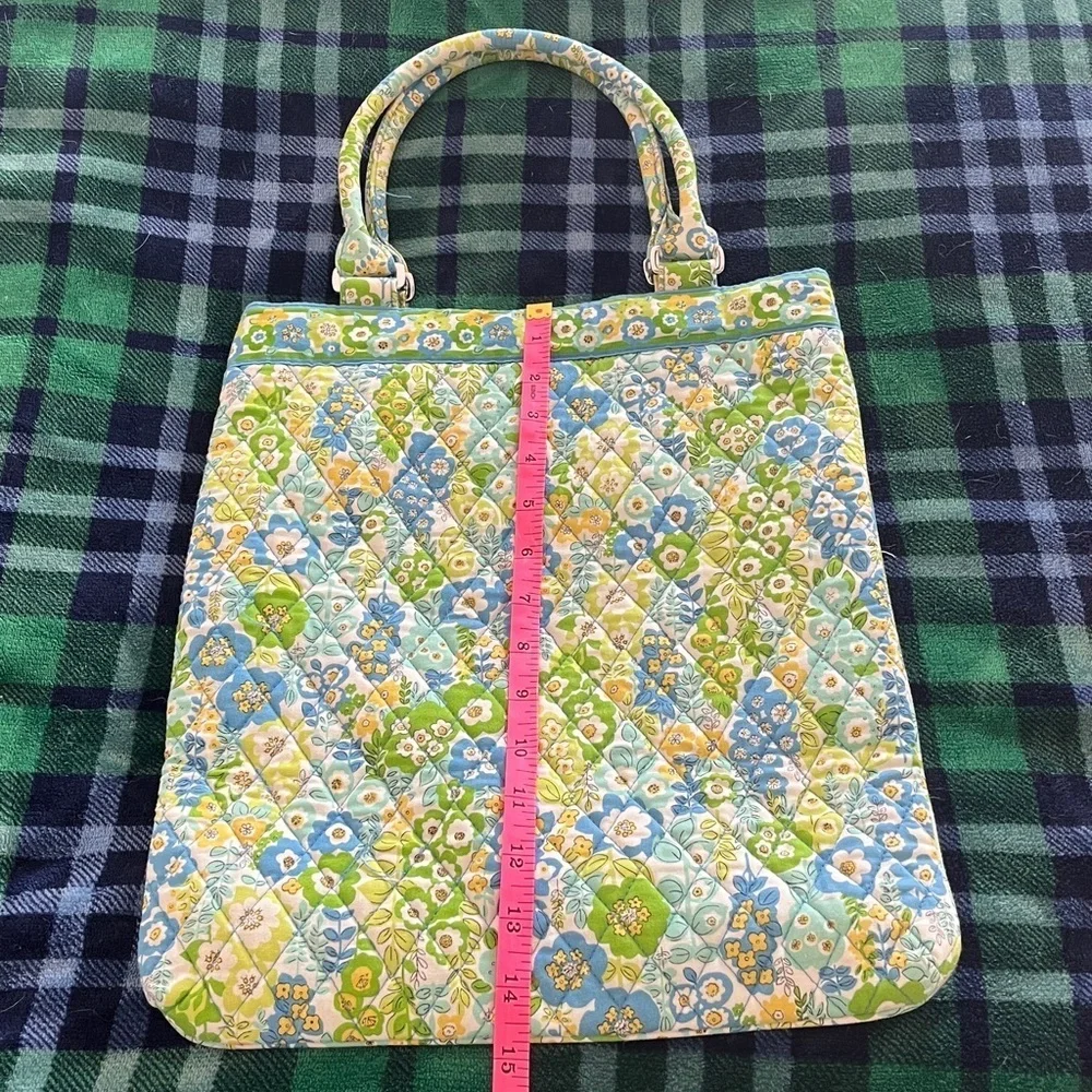 Vera Bradley Retired English Meadow Floral Quilted Tote Bag Blue, Green, Yellow
